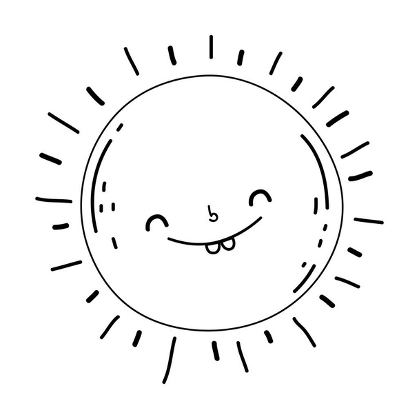 lindo sol kawaii carácter
 - Vector, Imagen