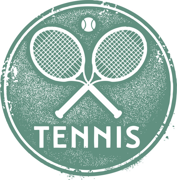 Vintage Style Tennis Sport Stamp - Vector, Image