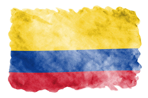 Colombia bandiera è raffigurato in stile acquerello liquido isolato su sfondo bianco. Dipingente sfumatura con l'immagine della bandiera nazionale. Bandiera del giorno dell'indipendenza
 - Foto, immagini