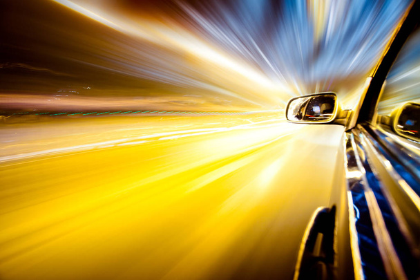 Night traffic,shoot from the window of rush car,motion blur steet light. - Φωτογραφία, εικόνα