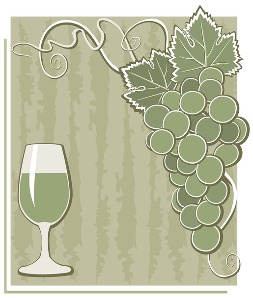 Cartel con uva y vidrio
 - Vector, Imagen