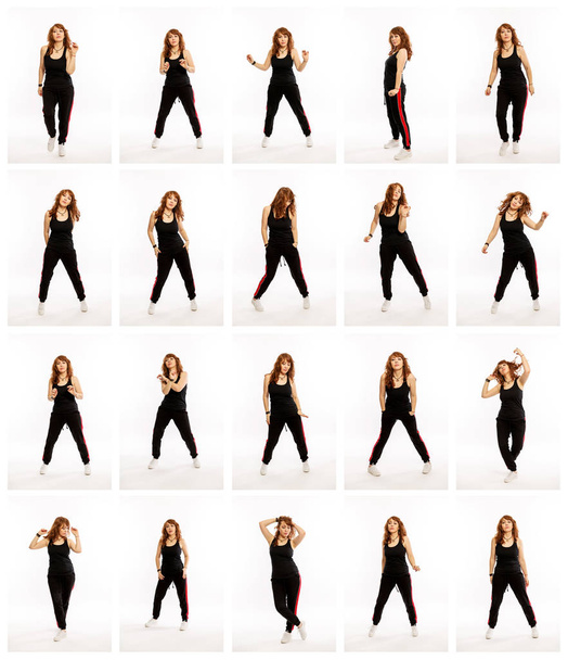 Set from different poses of a dancing woman, a collection of photos, collage - Fotoğraf, Görsel