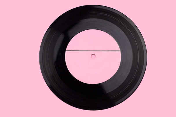 one retro vinyl  disk pink   pastel - Photo, Image