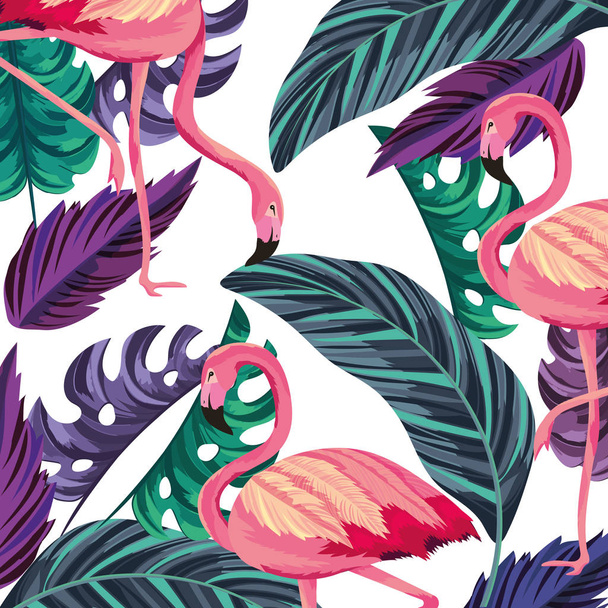 kreskówka tropikalny flamingi - Wektor, obraz