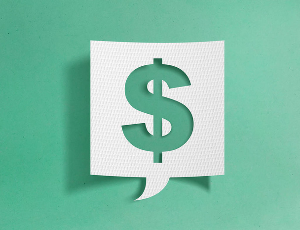 Speech bubble with dollar sign on green background - Photo, Image