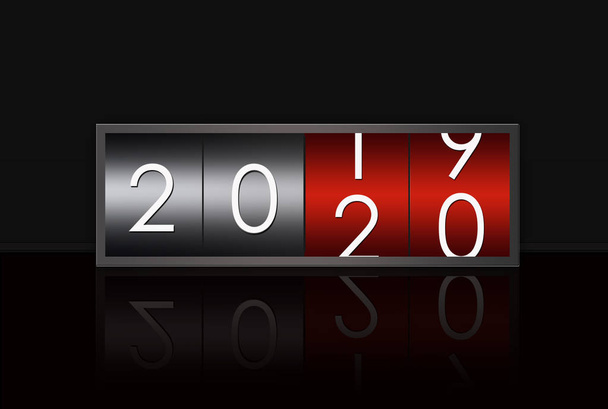 2020 countdown timer isolated on black background. - Photo, Image
