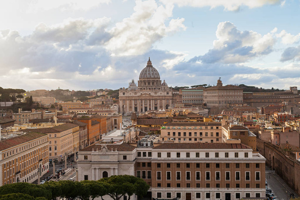 Panoramic picture of Rome downtown, historical architecture, beautiful heritage - Photo, Image