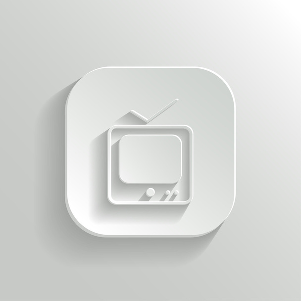 TV icon - vector white app button - Vetor, Imagem