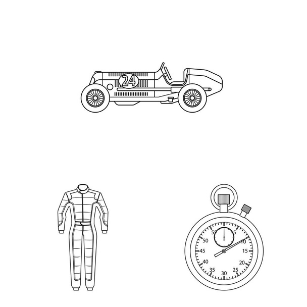 Isolated object of car and rally logo. Set of car and race vector icon for stock. - Vector, Image