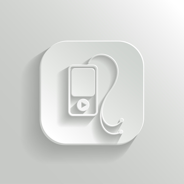 MP3 player icon - vector white app button - Vetor, Imagem