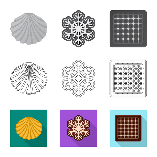 Vector illustration of biscuit and bake icon. Set of biscuit and chocolate vector icon for stock. - ベクター画像