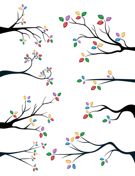 Větve s listy, roztomilý a barevné - Vektor, obrázek