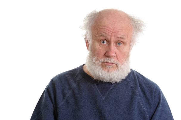 calm and sad old man isolated portrait - Photo, Image