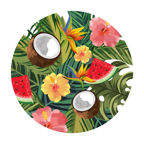 gyönyörű trópusi virágok rajzfilm - Vektor, kép