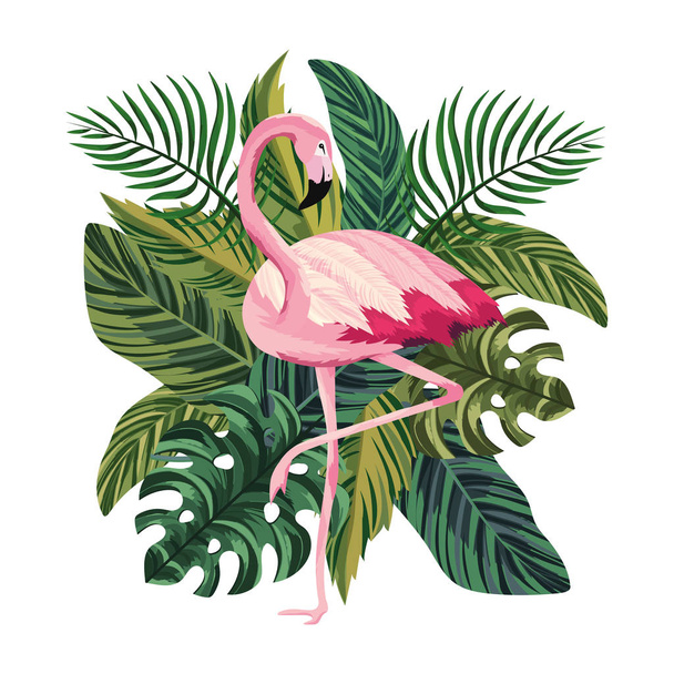 tropikal flamingo karikatür - Vektör, Görsel
