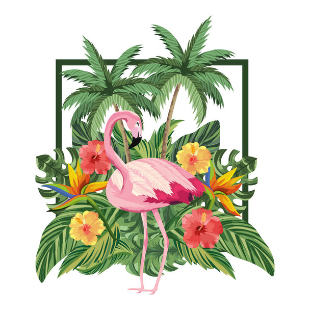 tropical flamingo cartoon - Vector, afbeelding