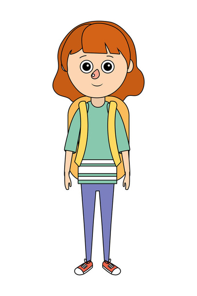 School meisje cartoon - Vector, afbeelding