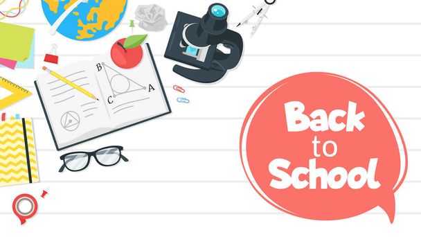 Back to school top view - Vector, Image