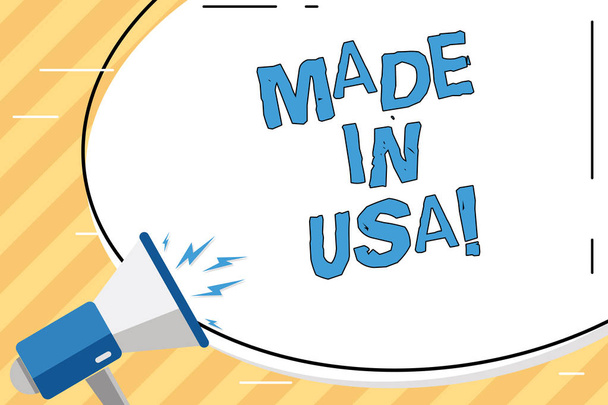 Program Word pisanie tekstu Made In Usa. Koncepcja biznesowa dla amerykańskiej marki Stany produkowane lokalnych produktów. - Zdjęcie, obraz