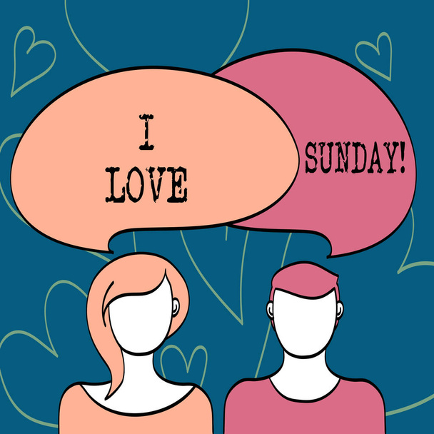 Texte montrant I Love Sunday. Photo conceptuelle Avoir de l'affection pour le week-end heureux excité se détendre
. - Photo, image