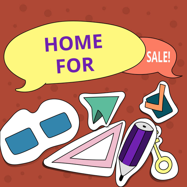 Conceptuele hand schrijven Home te koop te tonen. Zakelijke foto tekst huis beschikbaar aan te kopen onroerend goed aanbod. - Foto, afbeelding