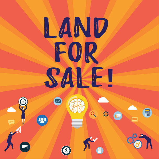 Sana kirjoittaa tekstiä Land For Sale. Liiketoiminta konsepti Real Estate Erä Myynti Kehittäjät Jälleenmyyjät Investointi
. - Valokuva, kuva