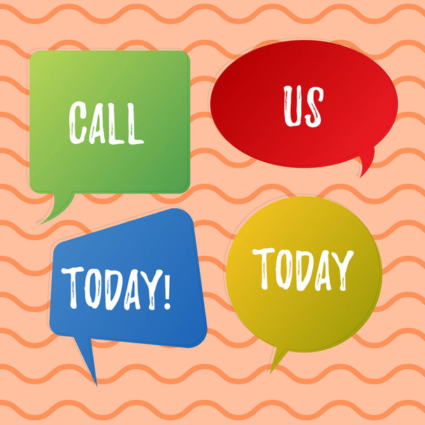 Escrita conceitual mostrando Call Us Today. Texto da foto de negócios Faça um telefonema para pedir conselhos ou suporte
. - Foto, Imagem