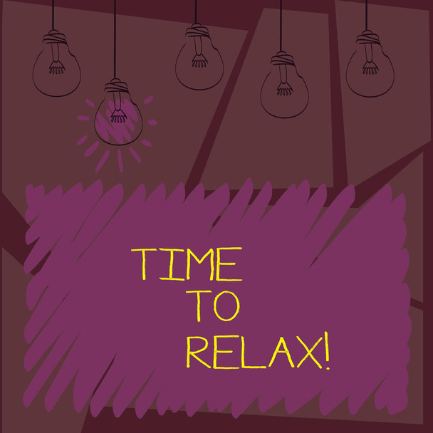 Escrever nota mostrando Horas de Relaxar. Foto de negócios mostrando momento de relaxamento para uma pausa de trabalho ou lazer de estudo
. - Foto, Imagem