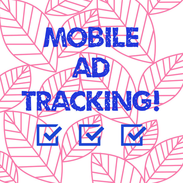 Текст для написания слов Mobile Add Tracking. Бизнес-концепция для мониторинга перфоризиса бренда, включая рекламную осведомленность Коллекция листьев Контур изолирован в бесшовных повторяющихся случайных шаблонов
. - Фото, изображение
