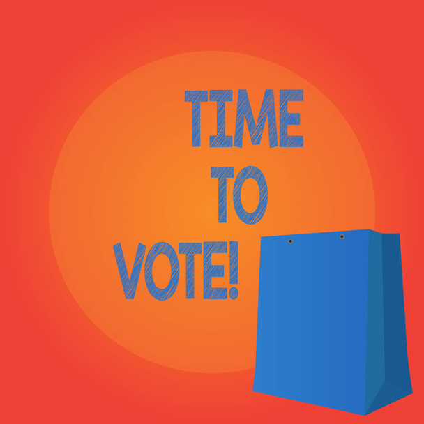 Manuscrito texto escrito Tempo para votar. Conceito que significa Eleição à frente escolher entre alguns candidatos para governar
. - Foto, Imagem