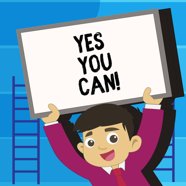 Записка, показывающая "Да, ты можешь". Поощрение позитивного настроя Поддерживайте уверенность в себе
. - Фото, изображение