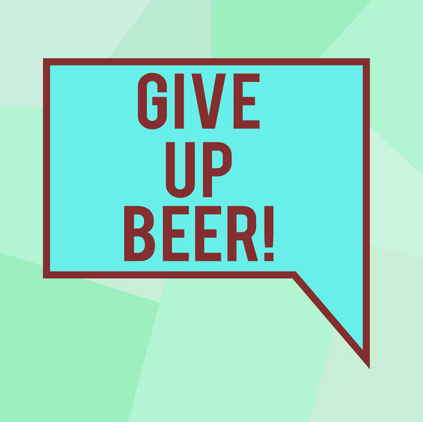 Escritura a mano conceptual que muestra Give Up Beer. Texto de la foto de negocios Deje de beber tratamiento de alcohol para la adicción dieta saludable Color deformado en blanco Forma redonda con círculos pequeños
. - Foto, imagen