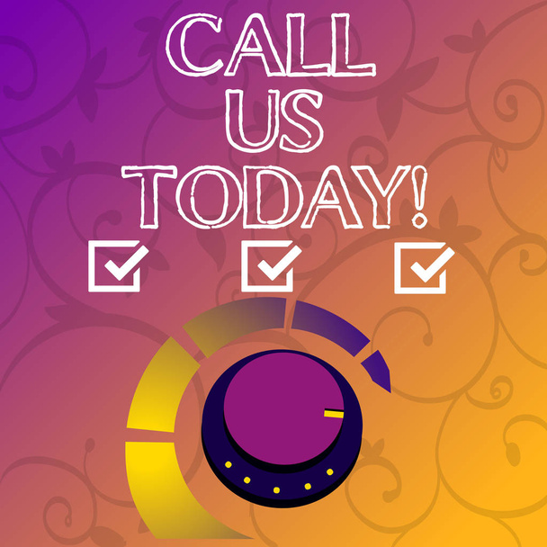 Käsitteellinen käsin kirjoittaminen osoittaa Call Us Today. Business valokuva esillepano Tee puhelin soittaa kysyä neuvoja tai tukea
. - Valokuva, kuva