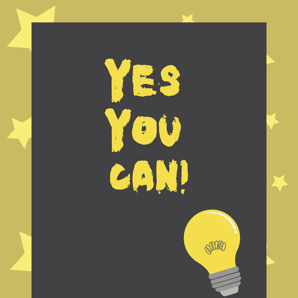 Conceptual hand writing showing Yes You Can. Business photo text Positivity Encouragement Persuade Dare Confidence Uphold. - Photo, Image