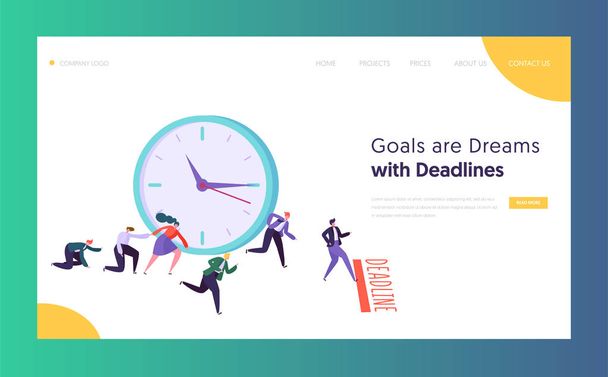 Office Deadline Business Concept Laskeutuminen Page. Ajanhallinta matkalla menestykseen. Ryhmä Running Liikemiehet saavuttaa tuloksia verkkosivuilla tai Web-sivulla. Tasainen sarjakuva vektori kuvitus
 - Vektori, kuva