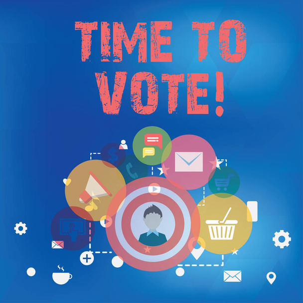 Signo de texto que muestra el momento de votar. Foto conceptual Elecciones por delante elegir entre algunos candidatos para gobernar
. - Foto, Imagen