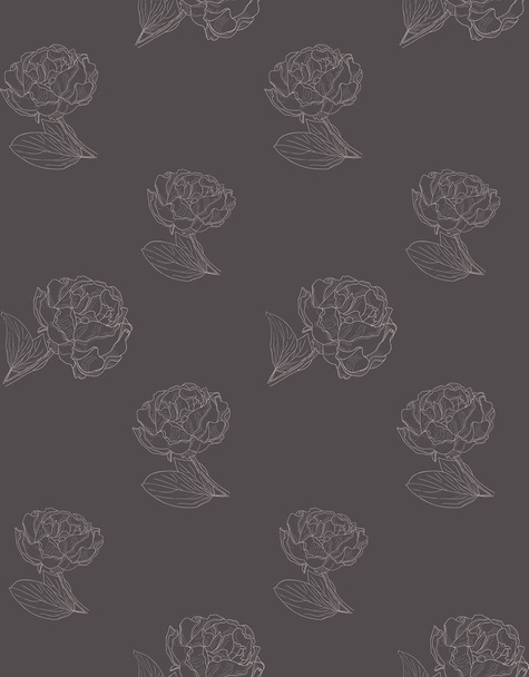 Vector Subtle Seamless Pattern with Drawn Florals - Vector, Image