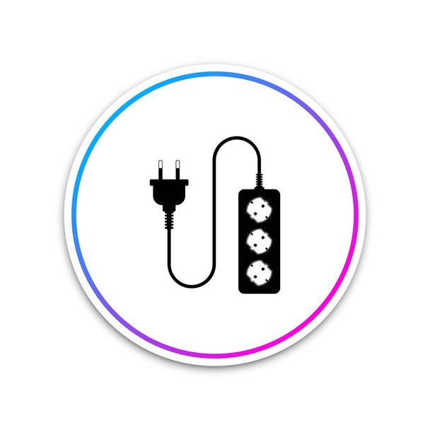 Icône de rallonge électrique isolée sur fond blanc. Prise de courant. Cercle bouton blanc. Illustration vectorielle
 - Vecteur, image