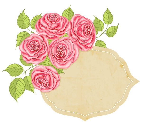 Roses and label - Вектор,изображение