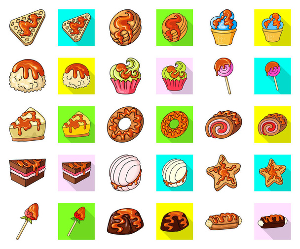 Vector design of dessert and sweet logo. Set of dessert and food vector icon for stock. - Vector, Image