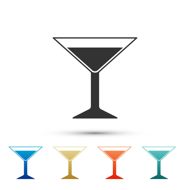 Martini glass icon isolated on white background. Cocktail icon. Wine glass icon. Set elements in color icons. Vector Illustration - Vector, imagen