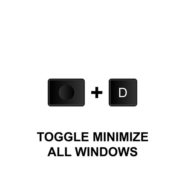 Atalhos de teclado, alternar minimizar todos os ícones do Windows. Pode ser usado para web, logotipo, aplicativo móvel, UI, UX no fundo branco
 - Vetor, Imagem