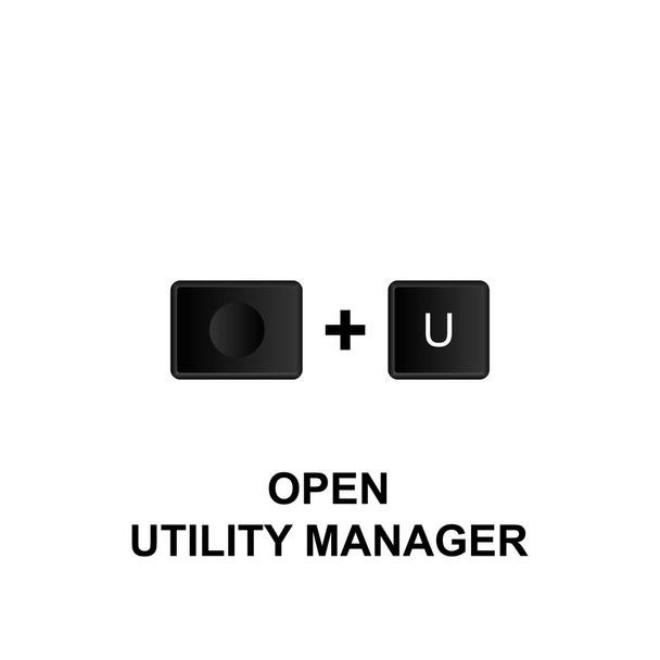 Atalhos de teclado, ícone de gerenciador de utilitário aberto. Pode ser usado para web, logotipo, aplicativo móvel, UI, UX no fundo branco
 - Vetor, Imagem