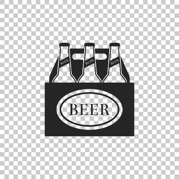 Pack van bier flessen pictogram geïsoleerd op transparante achtergrond. Zaak krat bier vak teken. Platte ontwerp. Vectorillustratie - Vector, afbeelding