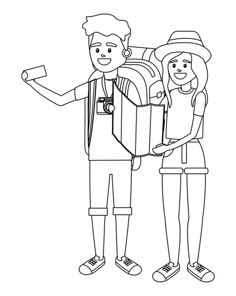 turista pareja dibujos animados
 - Vector, Imagen