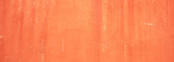 Stucco painted wall texture background, orange color, italian style, banner - Foto, Bild