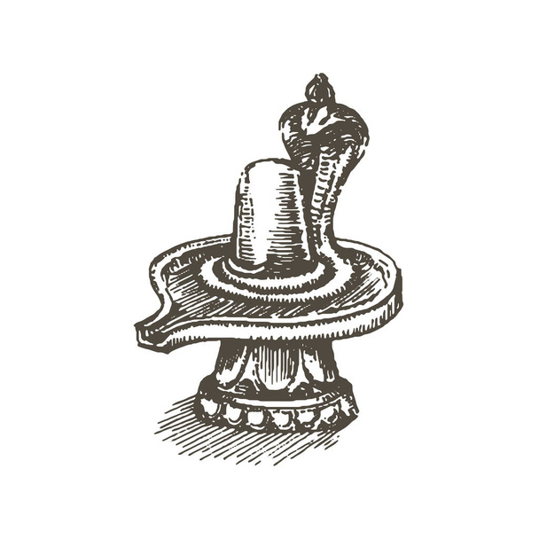 Conceito de ilustração vetorial do ícone de Shiva Lingam. Preto sobre fundo branco
 - Vetor, Imagem