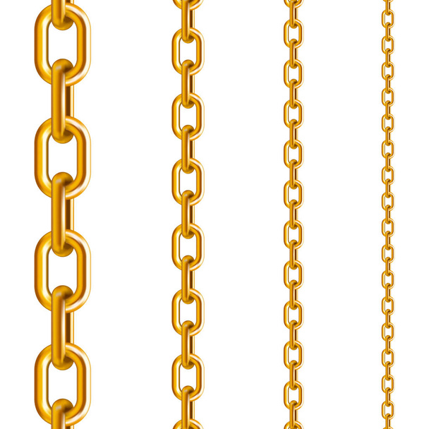 Χρυσές αλυσίδες σε διάφορα μεγέθη - Διάνυσμα, εικόνα