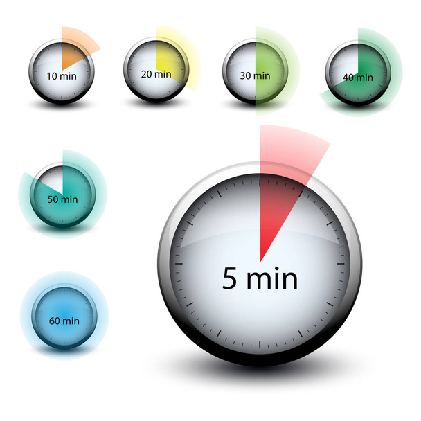 χρονόμετρο με λήγοντας εικονίδιο web n λεπτά χρόνο απομονωμένες - Διάνυσμα, εικόνα