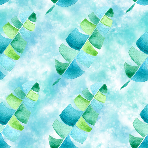 Tropical seamless pattern. Watercolor childlike pa - Фото, изображение